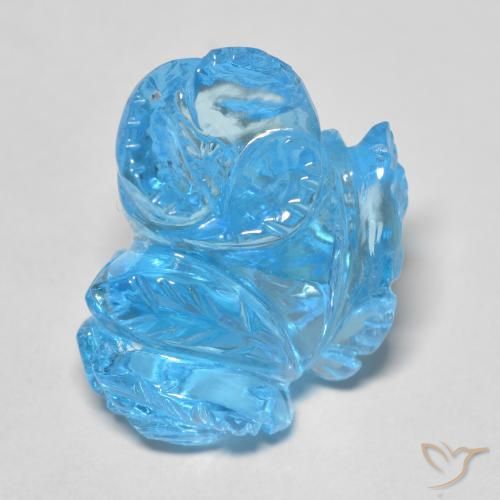 18.66ct Natural Azul Suizo Topacio, Corte Flor, Transparente