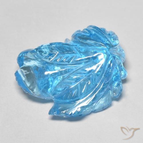 Topacio Azul Suizo natural de 18.66 ct, Corte Flor, Transparente