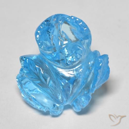 Topacio Azul Suizo natural de 18.66 ct, Corte Flor, Transparente
