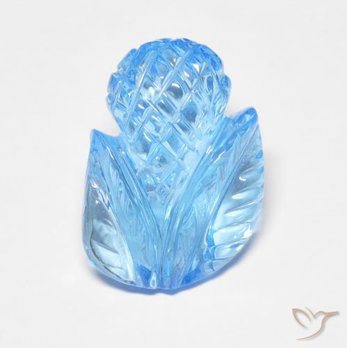 7.44ct Natural Azul Cielo Topacio, Corte Flor, Transparente