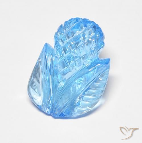 Topacio Azul Cielo natural de 7.44 ct, Corte Flor, Transparente