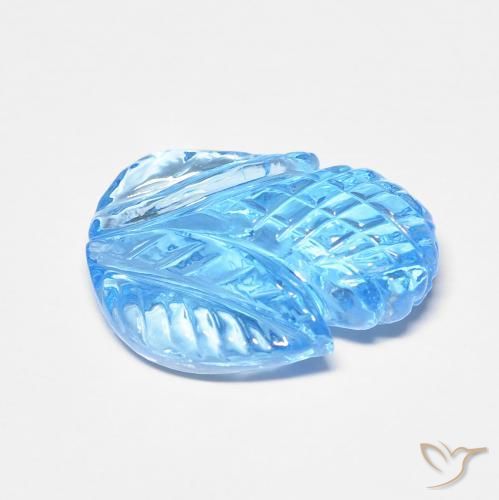 Topacio Azul Cielo natural de 7.44 ct, Corte Flor, Transparente