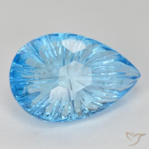 Topacio Azul Suizo natural de 11.55 ct, En forma de pera, Transparente