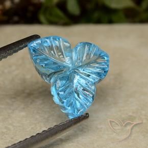 Topacio Azul Suizo natural de 3.51 ct, Corte Flor, Transparente