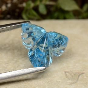 Topacio Azul Suizo natural de 3.51 ct, Corte Flor, Transparente