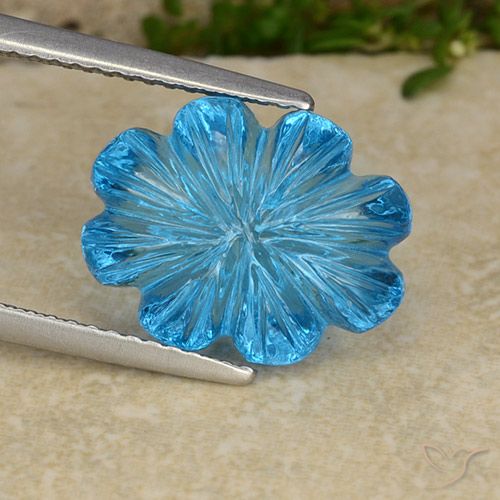 8.05ct Natural Azul Suizo Topacio, Corte Flor, Transparente