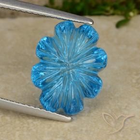 Topacio Azul Suizo natural de 8.05 ct, Corte Flor, Transparente