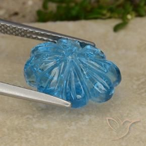 Topacio Azul Suizo natural de 8.05 ct, Corte Flor, Transparente