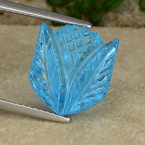 8.41ct Natural Azul Suizo Topacio, Corte Flor, Transparente