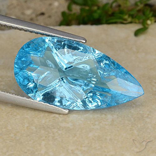 8.47ct Natural Azul Suizo Topacio, En forma de pera, Transparente