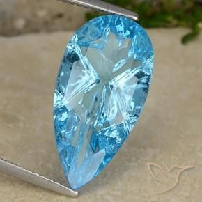Topacio Azul Suizo natural de 8.47 ct, En forma de pera, Transparente
