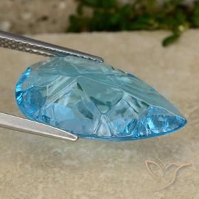 Topacio Azul Suizo natural de 8.47 ct, En forma de pera, Transparente