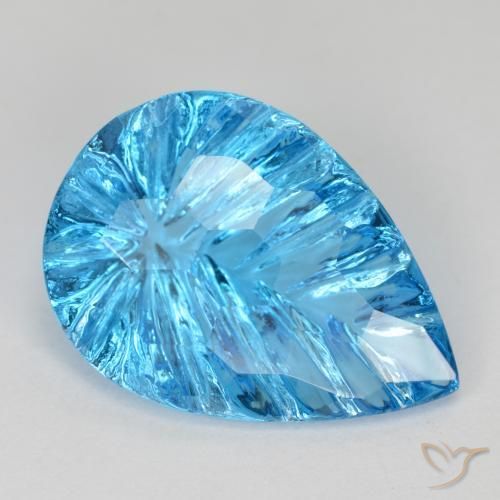 Topacio Azul Suizo natural de 6.79 ct, En forma de pera, Transparente