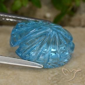 Topacio Azul Suizo natural de 6.69 ct, Corte Flor, Transparente