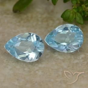 Gemas de Topacio Azul Cielo natural de 1.65 ct, En forma de pera, VVS-VS