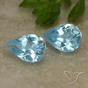 Gemas de Topacio Azul Cielo natural de 1.48 ct, En forma de pera, VVS-VS