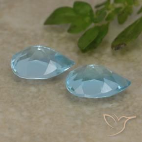 Gemas de Topacio Azul Cielo natural de 1.65 ct, En forma de pera, VVS-VS