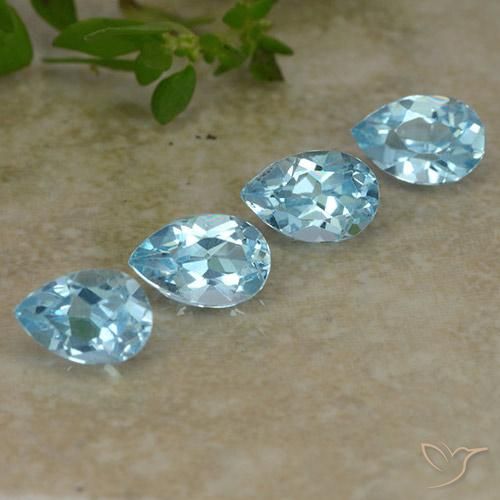 Gemas de Topacio Azul Suizo natural de 2.07 ct, En forma de pera, VVS-VS