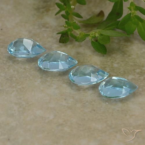 Gemas de Topacio Azul Suizo natural de 2.07 ct, En forma de pera, VVS-VS