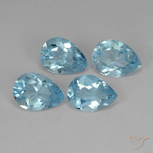 Gemas de Topacio Azul Cielo natural de 3.29 ct, En forma de pera, VVS-VS