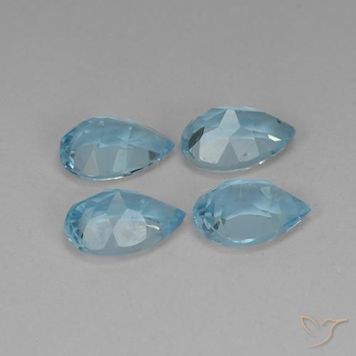 Gemas de Topacio Azul Cielo natural de 3.29 ct, En forma de pera, VVS-VS