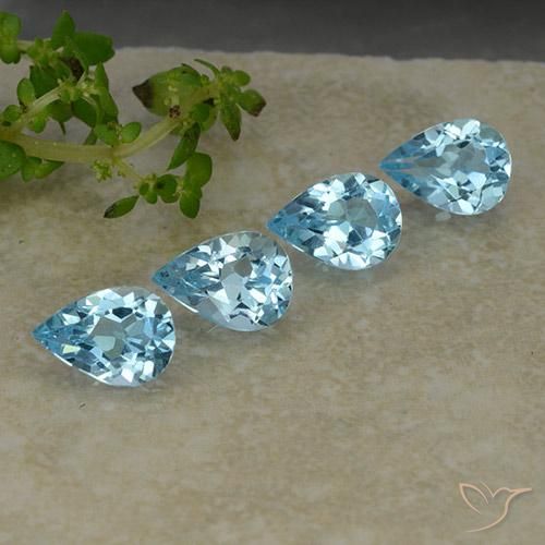 Gemas de Topacio Azul Cielo natural de 3.09 ct, En forma de pera, VVS-VS