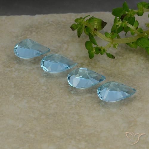 Gemas de Topacio Azul Cielo natural de 3.09 ct, En forma de pera, VVS-VS
