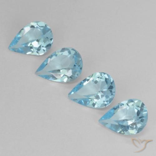 Gemas de Topacio Azul Cielo natural de 2.81 ct, En forma de pera, VVS-VS