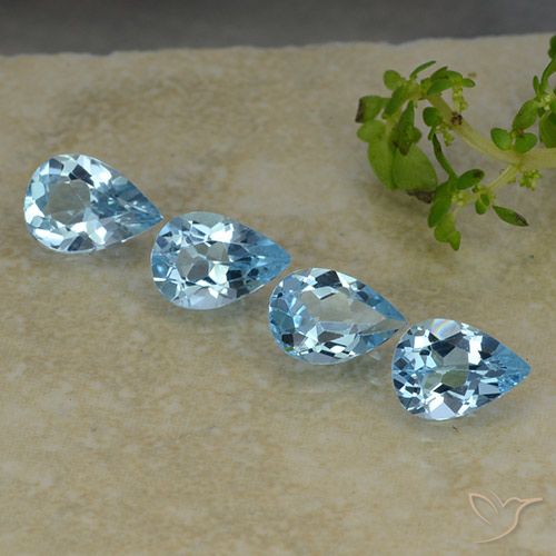 2.92ctw Natural Azul Suizo Topacio, En forma de pera, VVS-VS
