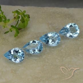 Gemas de Topacio Azul Suizo natural de 2.92 ct, En forma de pera, VVS-VS