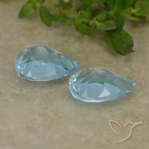 Gemas de Topacio Azul Cielo natural de 1.59 ct, En forma de pera, VVS-VS