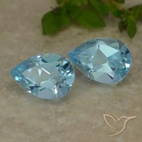 Gemas de Topacio Azul Cielo natural de 1.69 ct, En forma de pera, VVS-VS