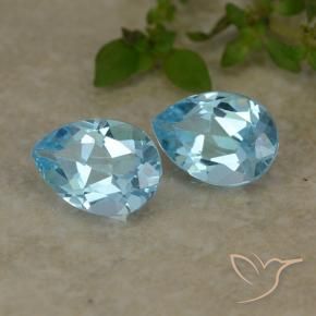 Gemas de Topacio Azul Cielo natural de 1.67 ct, En forma de pera, VVS-VS