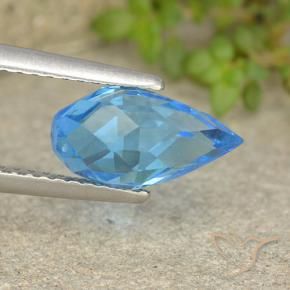 Topacio Azul Suizo natural de 2.68 ct, Corte Briolette, VVS-VS