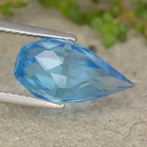 Topacio Azul Suizo natural de 6.64 ct, Corte Briolette, VS