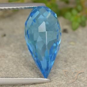 Topacio Azul Suizo natural de 6.64 ct, Corte Briolette, VS