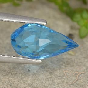 Topacio Azul Suizo natural de 2.70 ct, Corte Briolette, VVS-VS