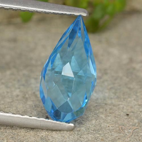 2.70ct Natural Azul Suizo Topacio, Corte Briolette, VVS-VS