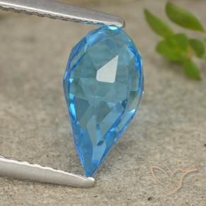 Topacio Azul Suizo natural de 2.58 ct, Corte Briolette, VVS-VS
