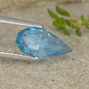 Topacio Azul Suizo natural de 2.58 ct, Corte Briolette, VVS-VS