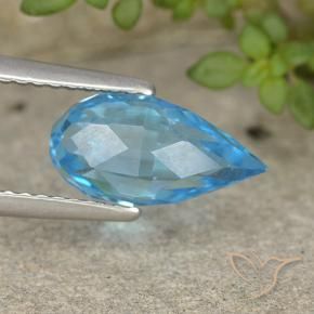 Topacio Azul Suizo natural de 2.82 ct, Corte Briolette, VVS-VS