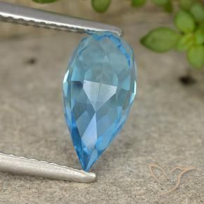 Topacio Azul Suizo natural de 2.82 ct, Corte Briolette, VVS-VS