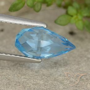 Topacio Azul Suizo natural de 2.67 ct, Corte Briolette, VVS-VS