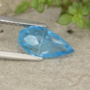 Topacio Azul Suizo natural de 2.75 ct, Corte Briolette, VVS-VS