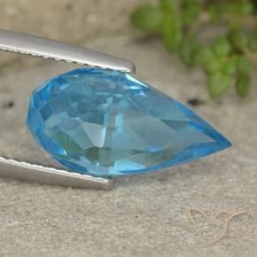 Topacio Azul Suizo natural de 6.52 ct, Corte Briolette, VVS-VS