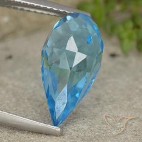 Topacio Azul Suizo natural de 6.52 ct, Corte Briolette, VVS-VS