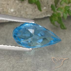 Topacio Azul Suizo natural de 2.63 ct, Corte Briolette, VVS-VS