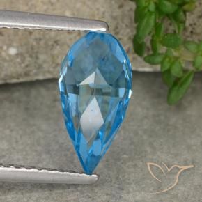 Topacio Azul Suizo natural de 2.63 ct, Corte Briolette, VVS-VS