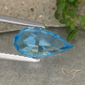 Topacio Azul Suizo natural de 2.61 ct, Corte Briolette, VVS-VS