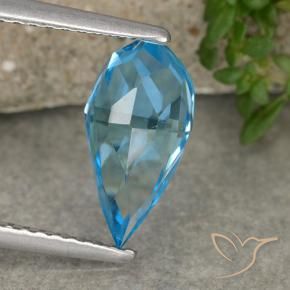 Topacio Azul Suizo natural de 2.61 ct, Corte Briolette, VVS-VS